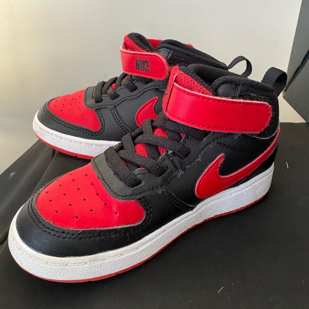 New (No Tags) Nike Kids High Top Black And Red Sneakers